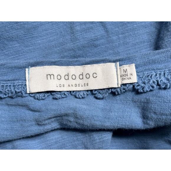 MODODOC Los Angeles Blouse Womens Size M Blue Stretch Thermal 3/4 Sleeve Tee - Picture 3 of 7